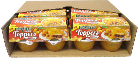 Lucky Leaf 4.25 Ounce Premium Toppers Peach Fruit Topping, 4 count per pack -- 6 per case