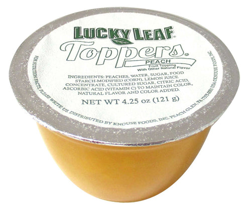 Lucky Leaf 4.25 Ounce Premium Toppers Peach Fruit Topping, 4 count per pack -- 6 per case