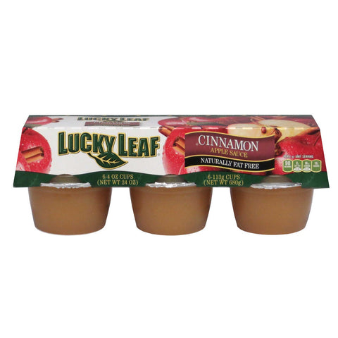Knouse Foods Lucky Leaf Sweetened Cinnamon Apple Sauce, 6 per pack -- 12 packs per case.