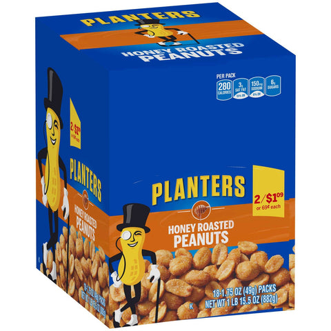 Planters Honey Roasted Peanuts, 1.75 Ounce -- 108 per case.