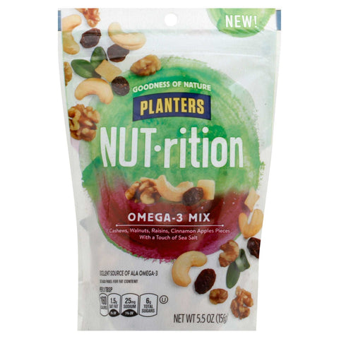 Planters Omega 3 Mix Nut-rition Snack Nuts, 5.5 Ounce -- 8 per case.