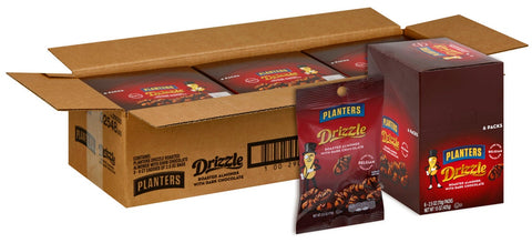 Planters Dark Chocolate Drizzle Almond Snack Nuts, 2.5 Ounce -- 18 per case.