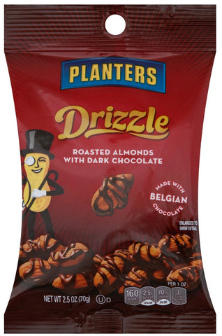Planters Dark Chocolate Drizzle Almond Snack Nuts, 2.5 Ounce -- 18 per case.