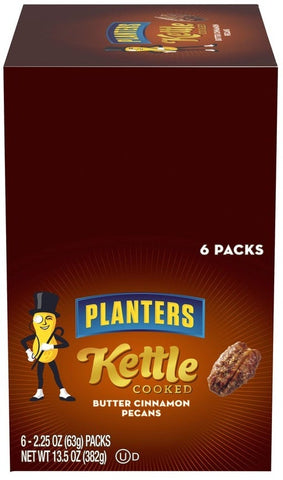 Planters Kettle Cooked Butter Cinnamon Pecan Snack Nuts, 2.25 Ounce -- 18 per case.