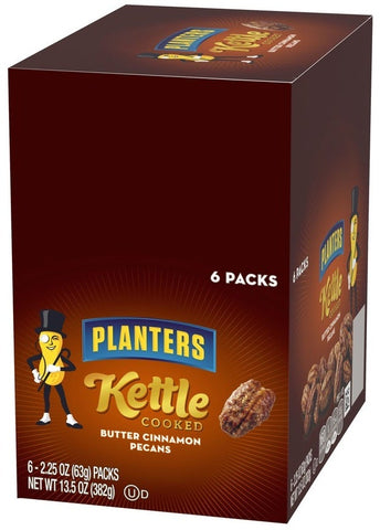 Planters Kettle Cooked Butter Cinnamon Pecan Snack Nuts, 2.25 Ounce -- 18 per case.