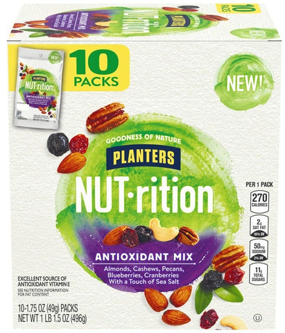Planters Nut Rition Antioxidant Mix Snack Nuts, 1.75 Ounce -- 30 per case.