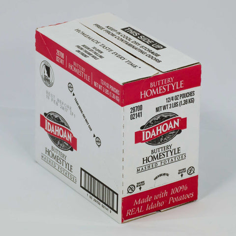 Idahoan Buttery Homestyle Mashed Potatoes, 4 Ounce Pouch -- 12 per case.