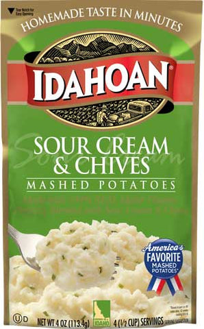 Idahoan Sour Cream & Chives Mashed Potatoes, 4 oz Pouch