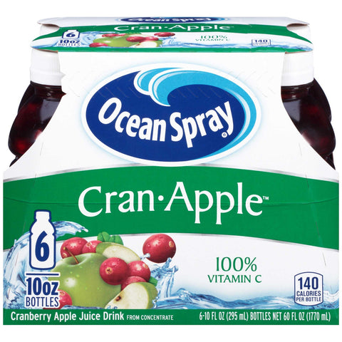 Ocean Spray 10 Ounce Cranberry Apple Juice Drink, 6 count per pack -- 4 per case.
