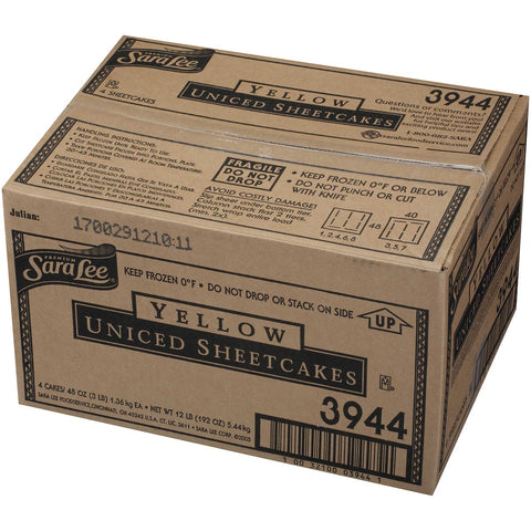 Sara Lee Uniced No Icing Yellow Sheet Cake, 12 x 16 inch -- 4 per case.