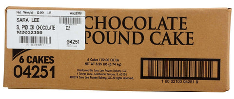 Sara Lee Chocolate Pound Cake, 22 Ounce -- 6 per case
