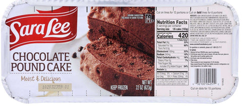 Sara Lee Chocolate Pound Cake, 22 Ounce -- 6 per case