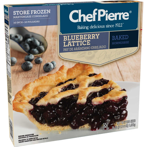 Sara Lee Chef Pierre Pre Baked Blueberry Lattice Crust Pie, 10 inch -- 6 per case.