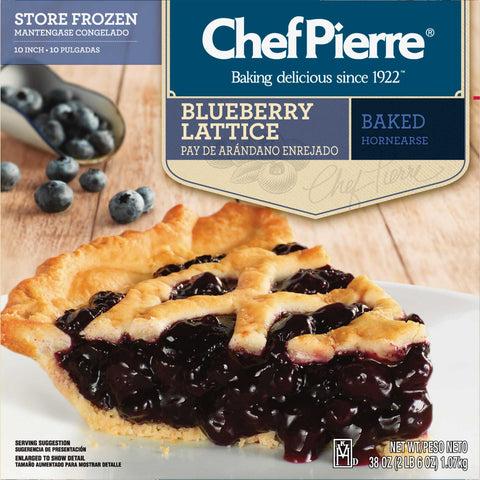 Sara Lee Chef Pierre Pre Baked Blueberry Lattice Crust Pie, 10 inch -- 6 per case.