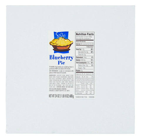 Sara Lee Unbaked Traditional Blueberry Pie, 8 inch -- 6 per case.