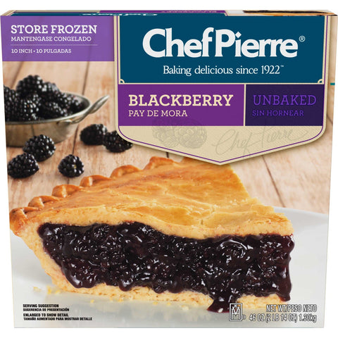 Sara Lee Chef Pierre Traditional Unbaked Blackberry Fruit Pie, 10 inch -- 6 per case.