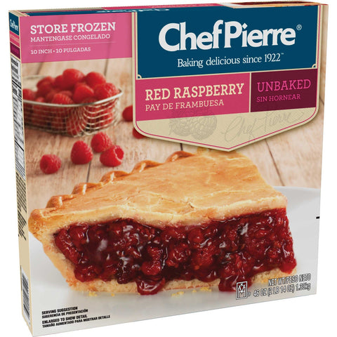 Sara Lee Chef Pierre Traditional Unbaked Red Raspberry Fruit Pie, 10 inch -- 6 per case.