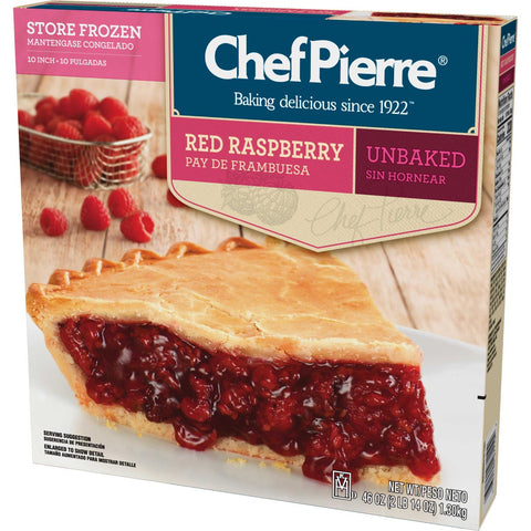 Sara Lee Chef Pierre Traditional Unbaked Red Raspberry Fruit Pie, 10 inch -- 6 per case.