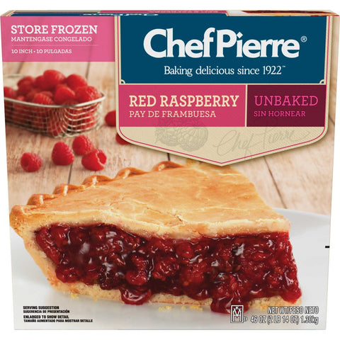 Sara Lee Chef Pierre Traditional Unbaked Red Raspberry Fruit Pie, 10 inch -- 6 per case.