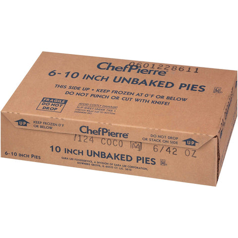 Sara Lee Chef Pierre Unbaked Coconut Custard Open Face Pie, 10 inch -- 6 per case.