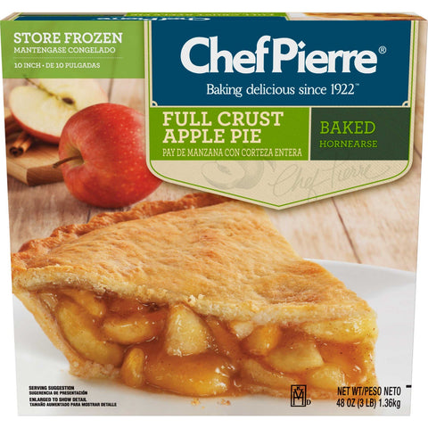 Sara Lee Chef Pierre Pre Baked Apple Full Crust Pie, 10 inch -- 6 per case.