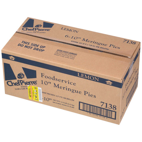 Sara Lee Chef Pierre Lemon Traditional Meringue Pie, 10 inch -- 6 per case.