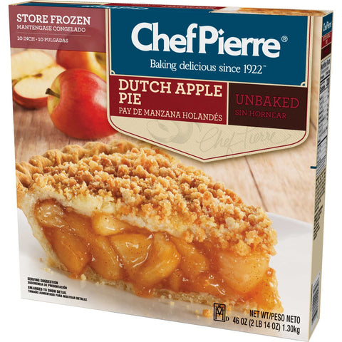 Sara Lee Chef Pierre Traditional Unbaked Dutch Apple Fruit Pie, 10 inch -- 6 per case.