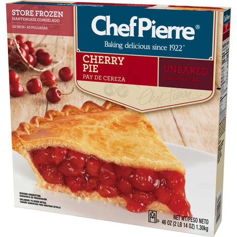 Sara Lee Chef Pierre Traditional Unbaked Cherry Fruit Pie, 10 inch -- 6 per case.