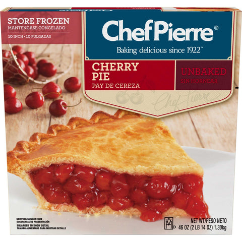 Sara Lee Chef Pierre Traditional Unbaked Cherry Fruit Pie, 10 inch -- 6 per case.