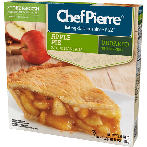 Sara Lee Chef Pierre Traditional Unbaked Apple Fruit Pie, 10 inch -- 6 per case.