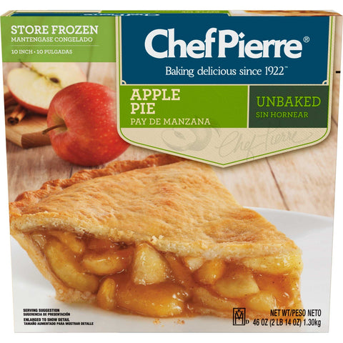Sara Lee Chef Pierre Traditional Unbaked Apple Fruit Pie, 10 inch -- 6 per case.