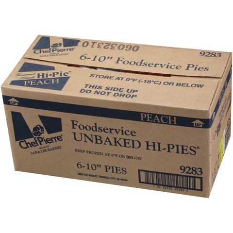 Sara Lee Chef Pierre Unbaked Peach High Pie, 10 inch -- 6 per case.