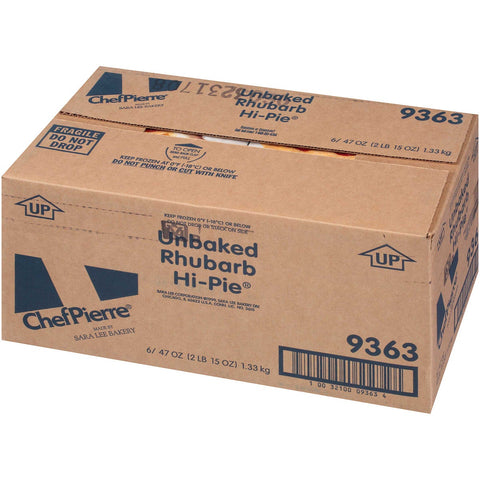 Sara Lee Chef Pierre Unbaked Rhubarb High Pie, 10 inch -- 6 per case.
