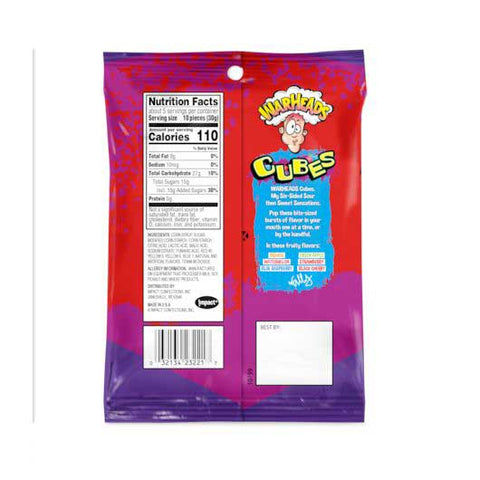 Warheads Chewy Cubes Candy, 5 Ounce Peg Bag -- 12 per case