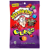 Warheads Cubes Sour and Sweet Fruity Chewy Candy, 8 Ounce Peg Bag -- 12 per case