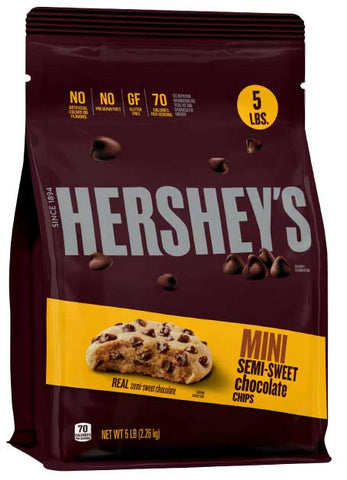 Hersheys Semi Sweet Mini Baking Chips, 5 Pound -- 6 per case