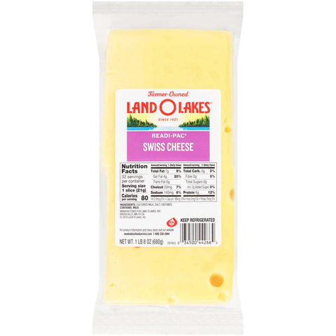 Land O Lakes Readi Pac Swiss Cheese, 1.5 Pound -- 8 per case.
