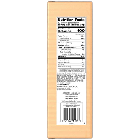 Land O Lakes Sliced White Deli American Cheese Product, 5 Pound -- 6 per case