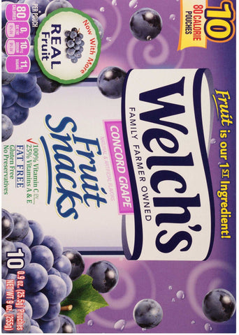 Welchs Concord Grape Fruit Snacks, 0.9 Ounce - 10 count per pack -- 8 packs per case
