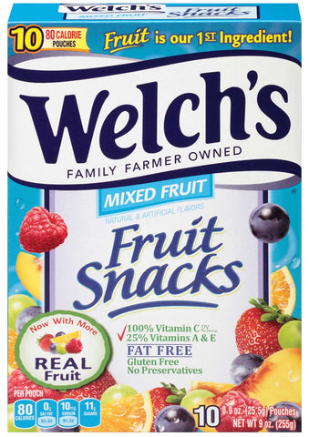 Welchs Mixed Fruit Fruit Snacks, 0.9 Ounce - 10 count per pack -- 8 packs per case