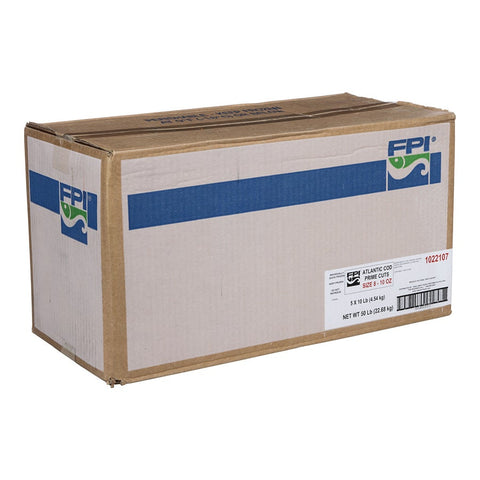 Fishery Prime Cod Fillet - 8 to 10 Ounce, 10 Pound -- 5 per case.