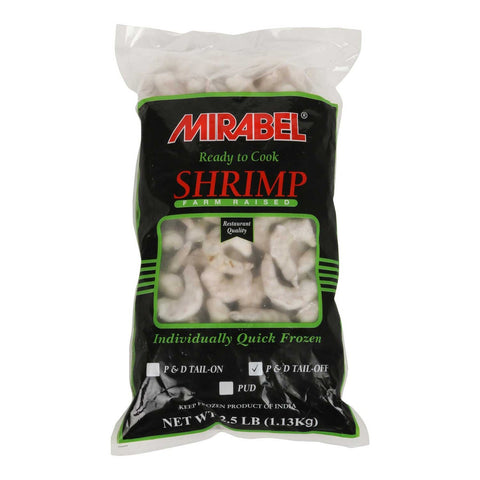 Mirabel Raw Peeled 40/60 Deveined Tail Off Shrimp, 2.5 Pound -- 4 per case.