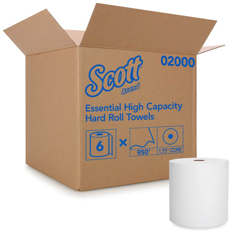 Scott Essential White High Capacity Hard Roll Paper Towel, 950 Feet x 8 inch -- 6 per case
