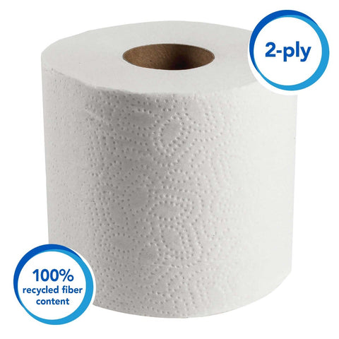 Scott 100% Recycled Fiber Bathroom Tissue, 2-Ply, 506 Sheets/Roll, 80/Carton