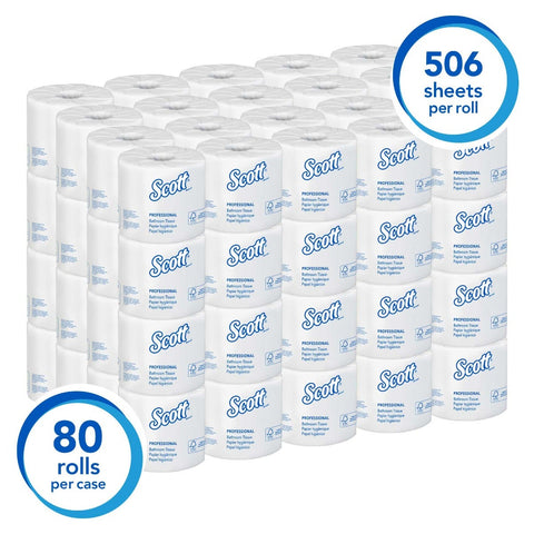 Scott 100% Recycled Fiber Bathroom Tissue, 2-Ply, 506 Sheets/Roll, 80/Carton