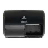 Georgia Pacific Compact Black Side By Side Double Roll Toilet Paper Dispenser.