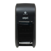 Georgia Pacific Compact Black Vertical Double Roll Toilet Paper Dispenser.