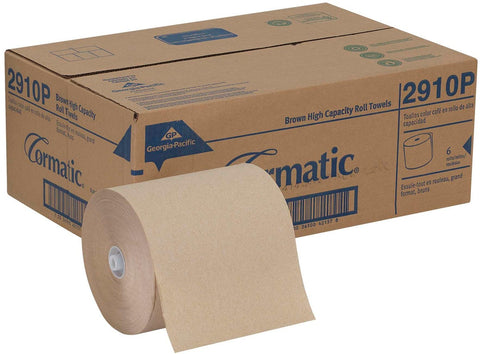 Cormatic Hardwound Brown Non Slot 8.25 inch Paper Roll Towel, 700 Linear Feet per roll -- 6 rolls per case