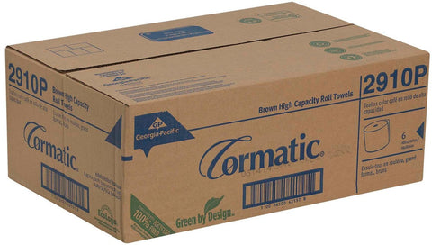 Cormatic Hardwound Brown Non Slot 8.25 inch Paper Roll Towel, 700 Linear Feet per roll -- 6 rolls per case
