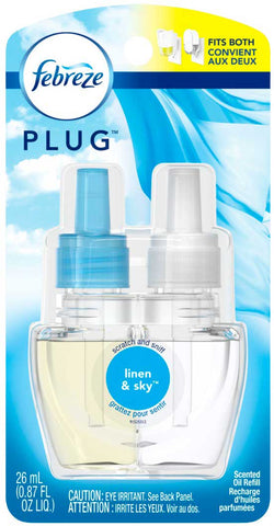 Febreze Plug in Linen and Sky Scented Oil Air Freshener Refill, 0.87 Fluid Ounce -- 6 per case.